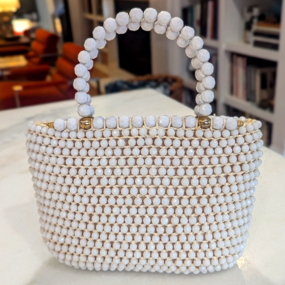 Vintage white beaded handbag